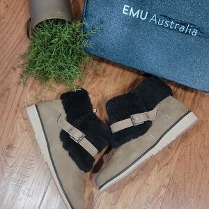 Emu Australia Oxley Fur Cuff Ankle Boots 9